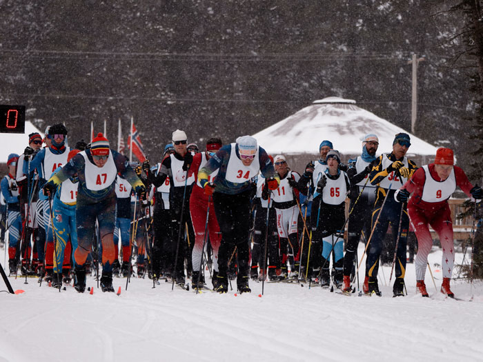 Start of the Forbush Classic cross country ski race