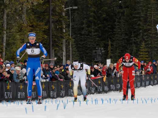Natalia Matveeva racing in the sprint in Whistler