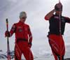 US, Norweigian and Swedish skiers on Sognefjell  glacier in Norway