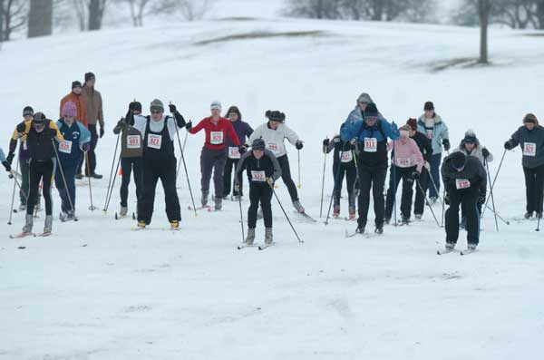 Start of the 5K wave of the Frosty Freestyle cross country ski racer