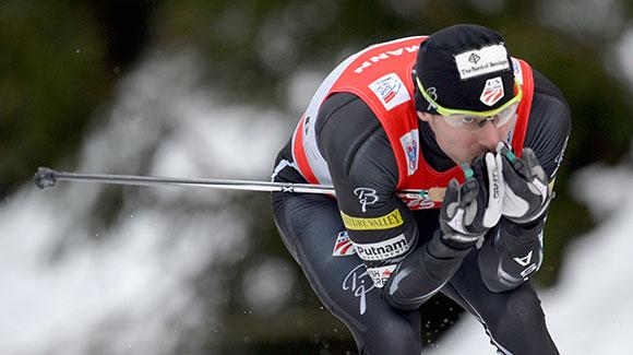 Andy Newell (shown here racing Tour de Ski) skied to his best finish in three years finishing fourth in a classic sprint World Cup in Davos. (Getty Images/Bongarts)