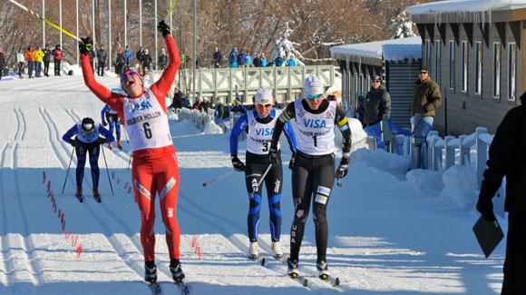  Torin Koos (Wenatchee, WA) of Northern Bridger Ski Foundation and Jennie Bender (Johnson, VT) of CXC Elite took classic sprint titles on opening day of the U.S. Cross Country Ski Championships on the Olympic trails at Soldier Hollow.
