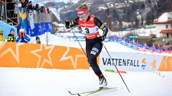 Sadie Bjornsen delivered another breakout result Saturday in the Lillehammer 10k classic World Cup, where she skied into seventh and matched her career-best individual result set just a week ago in Kuusamo, Finland. (Sarah Brunson/U.S. Ski Team)