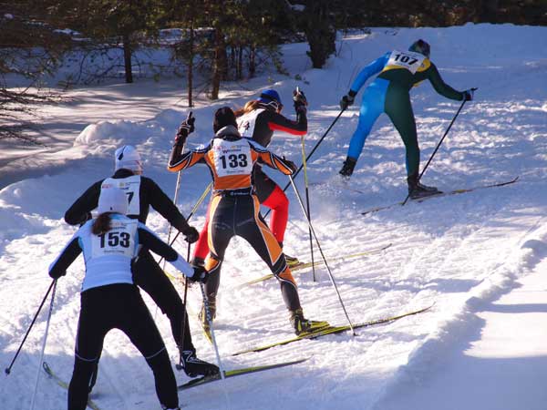 Lead pack at the Forbush Corner 17K Freestyle cross country ski race