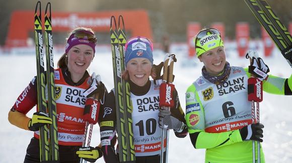 World Cup sprint champion Kikkan Randall topped every one of her heats Saturday to take her 10th World Cup victory in the Szlarska Poreba sprints. (Getty Images/AFP/Bartek Wrzesniowski)