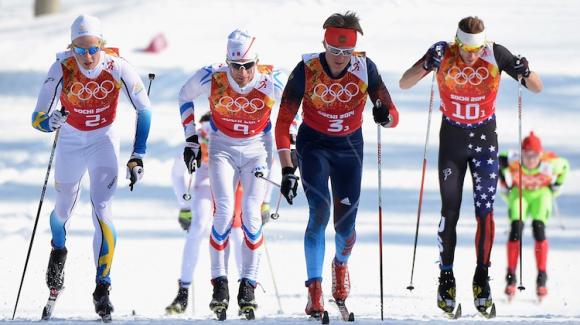  	 Andy Newell (right) kicks off the men’s relay, where Team USA came up from the back of the pack Sunday to finish 11th. (Getty Images/Harry How)