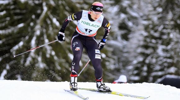 World Cup sprint champion Kikkan Randall powered to fifth in the Toblach freestyle sprints, the final World Cup before the 2014 Olympic Winter Games in Sochi, Russia. (Getty Images/AFP/Pierre Teyssot)