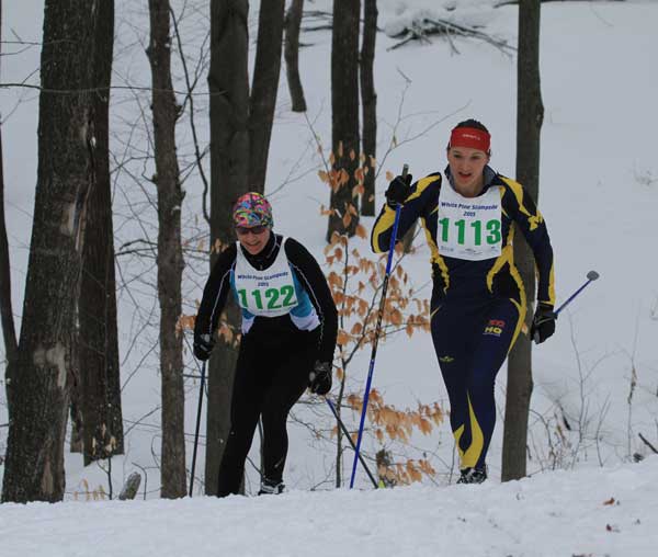 Amy Kostrzewa and Ellen Wiitala at White Pine Stampede cross country ski race-