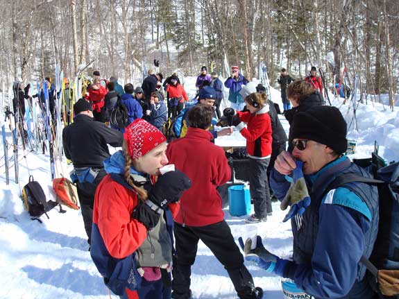Break time at the Wabos Loppet cross country ski tour