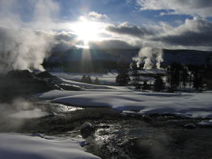 Cross country skiing in Yellowstone National Park