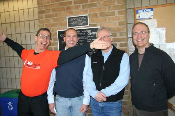 Hamming it up at the Huron Meadows Groomer and snow maker Appreciation Party