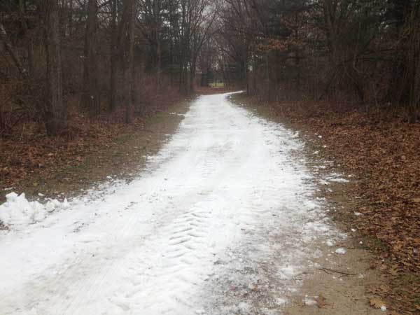 Cross country ski trail features man-made snow at Huron Meadows Metropark