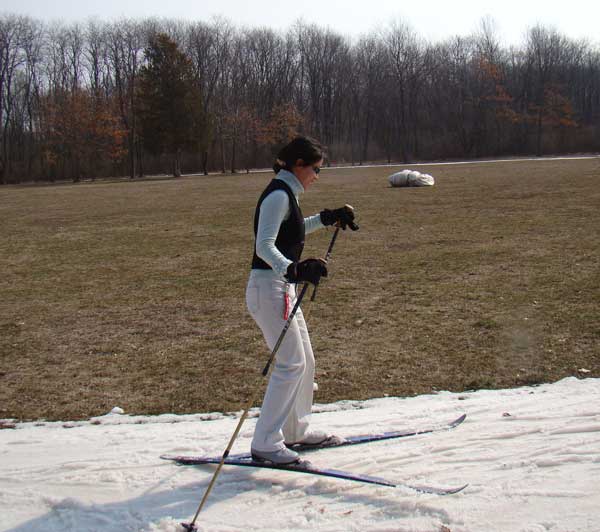 cross country skiing on April 2 at Huron Meadows