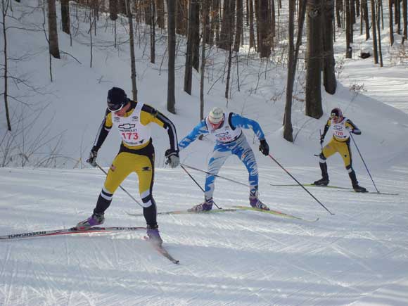 Jessie Smith, with broken ski pole, in 10th position about 4km into the race