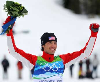 Johnnny Spillane wins a silver medal in the 2010 Winter Olympics in Nordic Combined