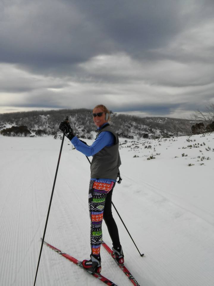 Ann Wagar getting ready to cross country ski in Falls Creek