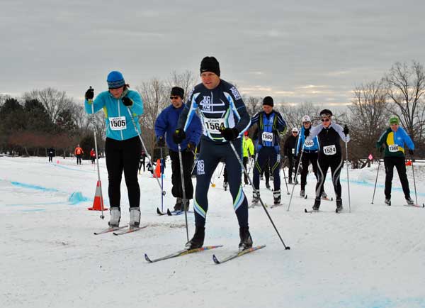Start of the NordicSkiRacer Krazy Klassic cross country ski race