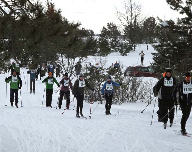 Classic skiers in the 2017 White Pine Stampede cross country ski race
