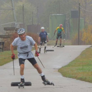Why would you drag a tire during a rollerski race?