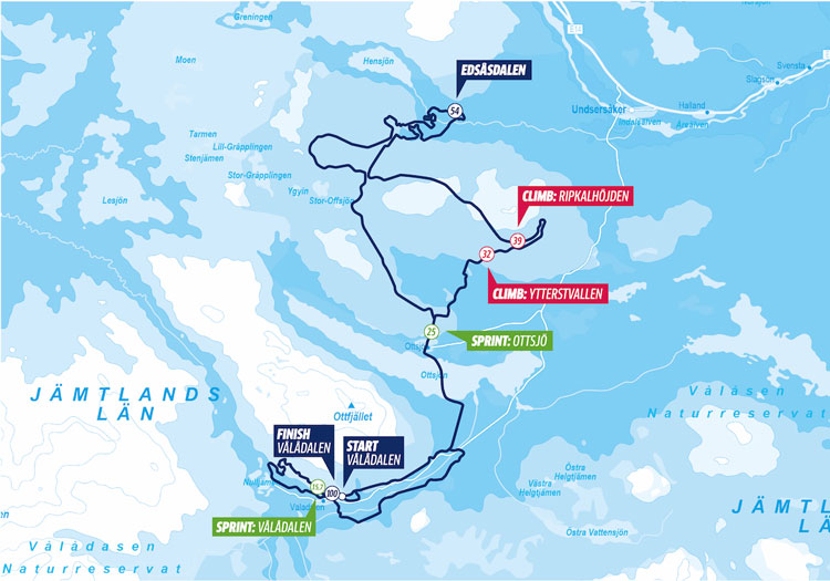 Arefjallsloppet 100 km cross coountry ski race course map