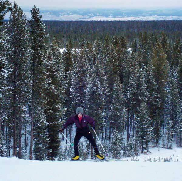 Gussie Peterson cross coutnry skiing at West Yellowstone