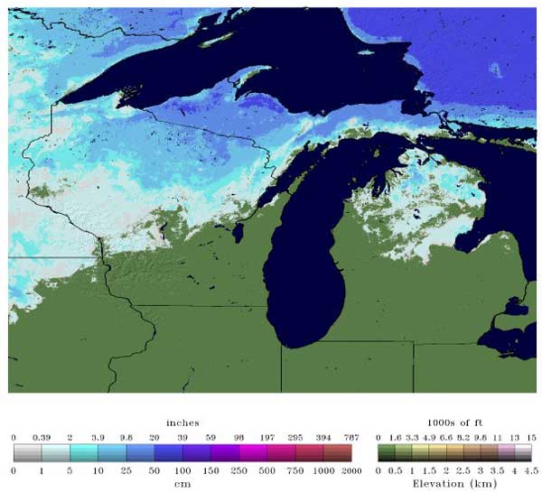 Snow depths in Michigan