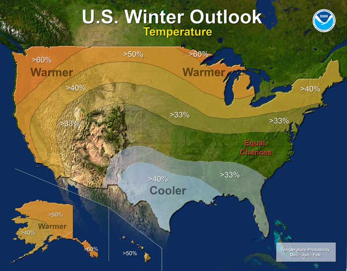 Temperature - U.S. Winter Outlook: 2015-2016 (Credit: NOAA)