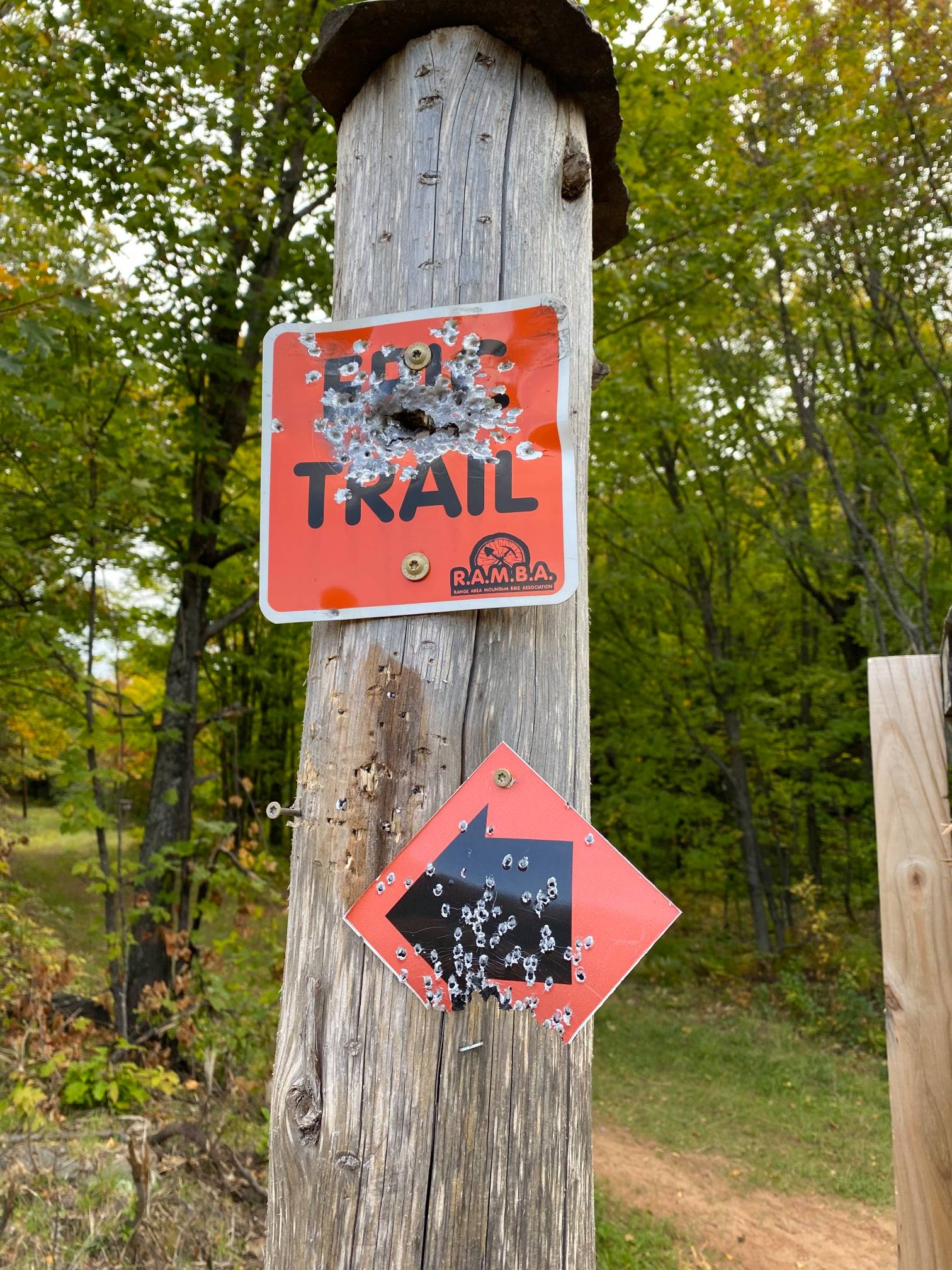 Sign damage on the Norman Juhola trail system