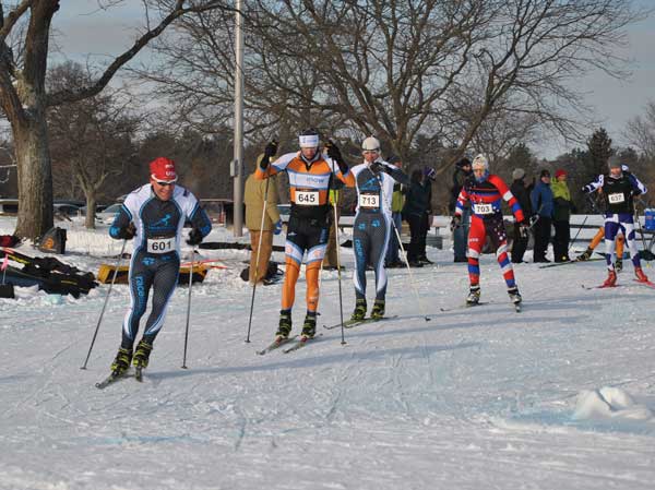 Lean men in Frosty Freestyle cross country ski race