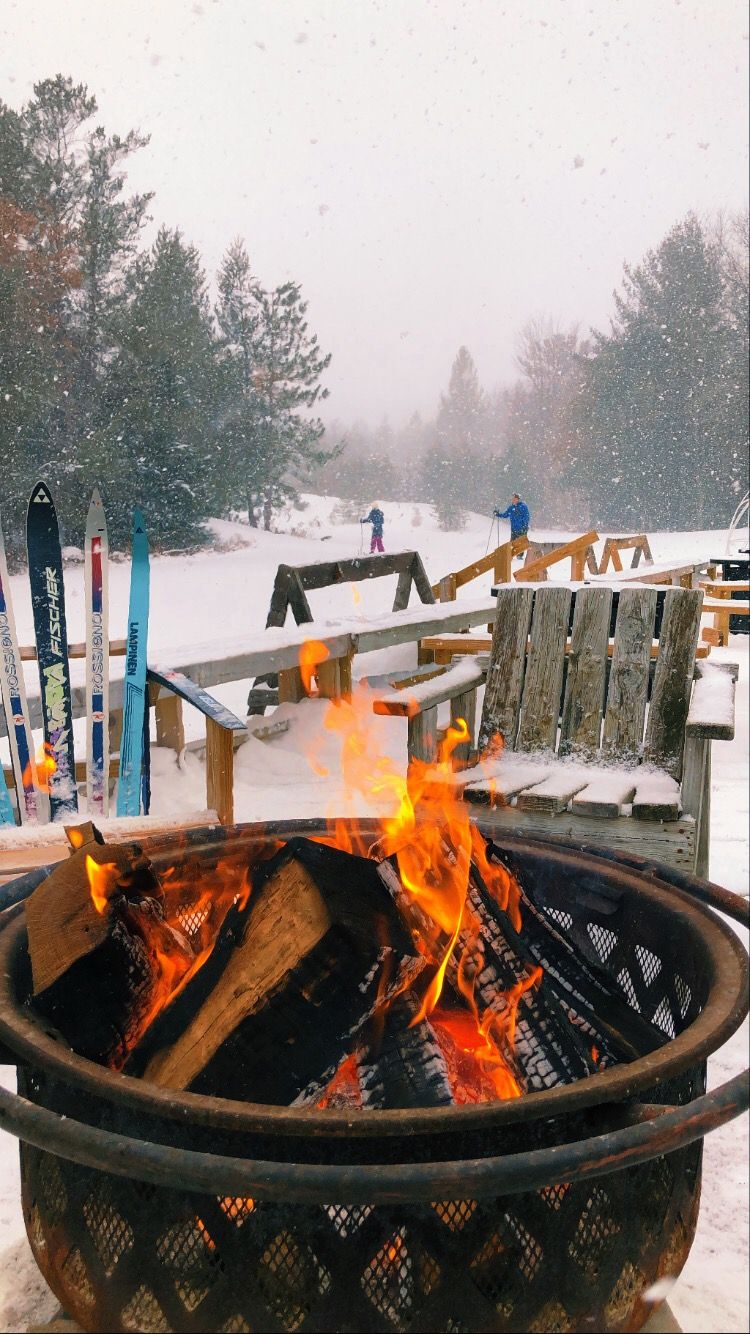 Bonfire on the sun deck at Cross Country Ski Headquarters