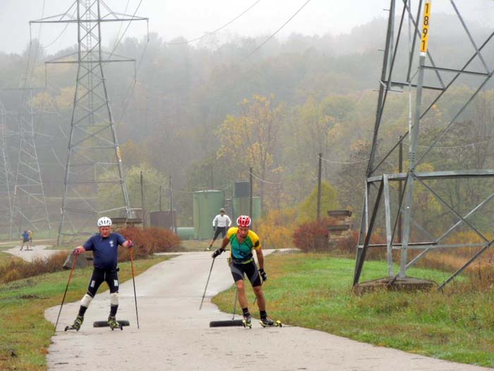 Grand Rapids roller ski race, pulling a tire 10
