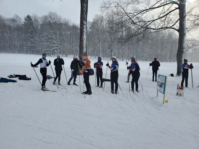Boyne Vistas xc ski race talking before the race