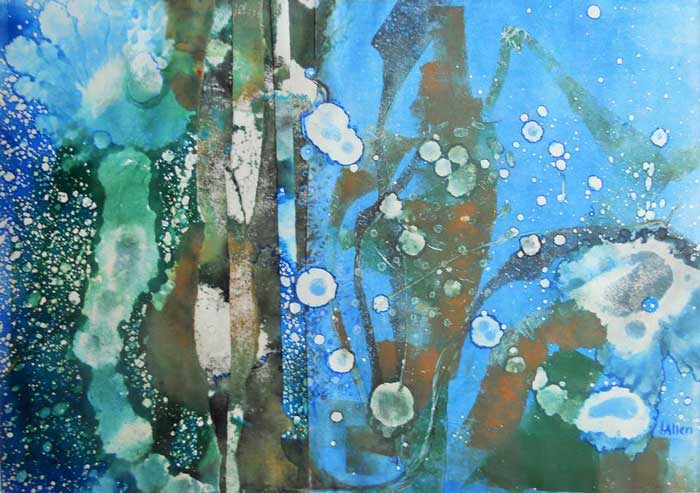 Linda Allen, artist and her painting Spirit
