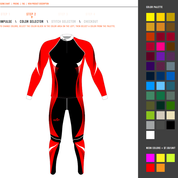 Custom Nordic race suit with Borah’s Individual-Custom design center