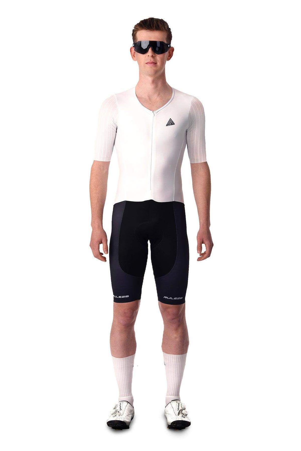 bicyclist with aerodynamic suit