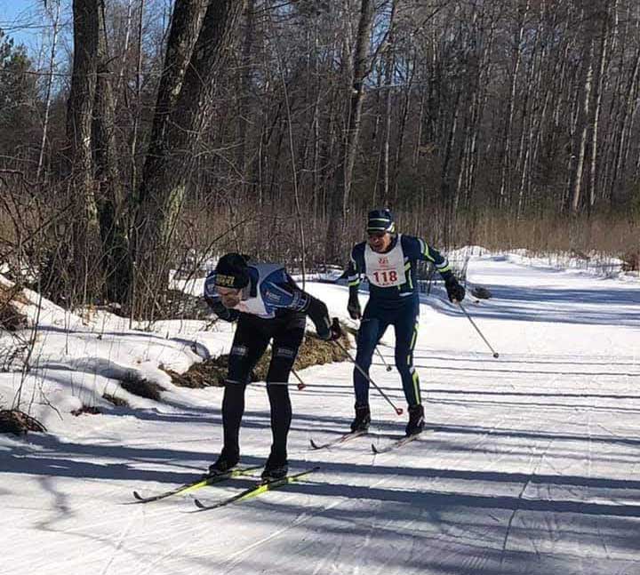2021 Michigan Cup Relays two racers on ski course