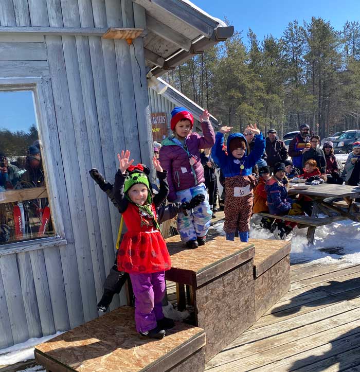 Little Muffins on the podium of the Muffin Cross County Ski Race