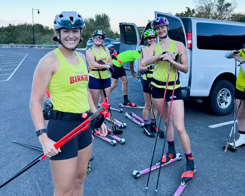 Team Birkie skiers on rollerskis