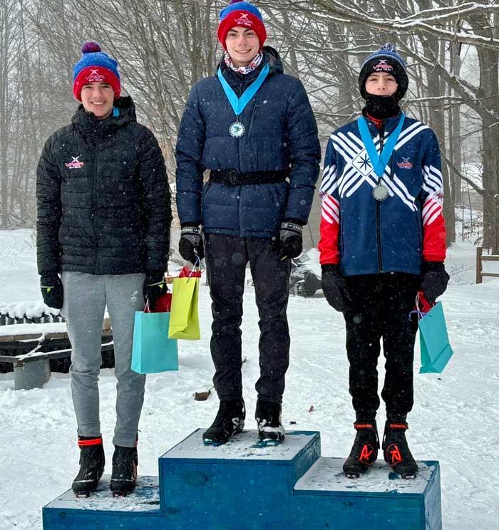 High School Boys podium at the Flying Squirrel Freestyle cross country ski race