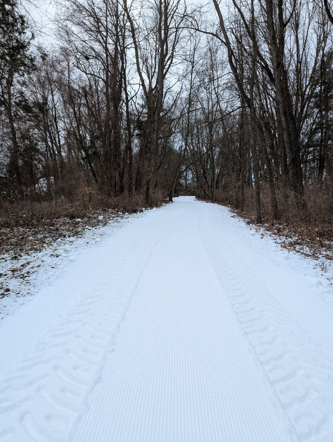 Pre-grooming of the Frosty Fest ski trail