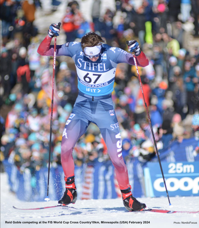 Reid Goble competing at the FIS world up XC Ski 10km in Minneapolis