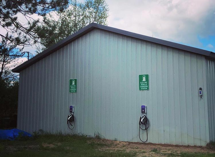 Two Juice Box charging stations at Cross Country Ski Headquarters