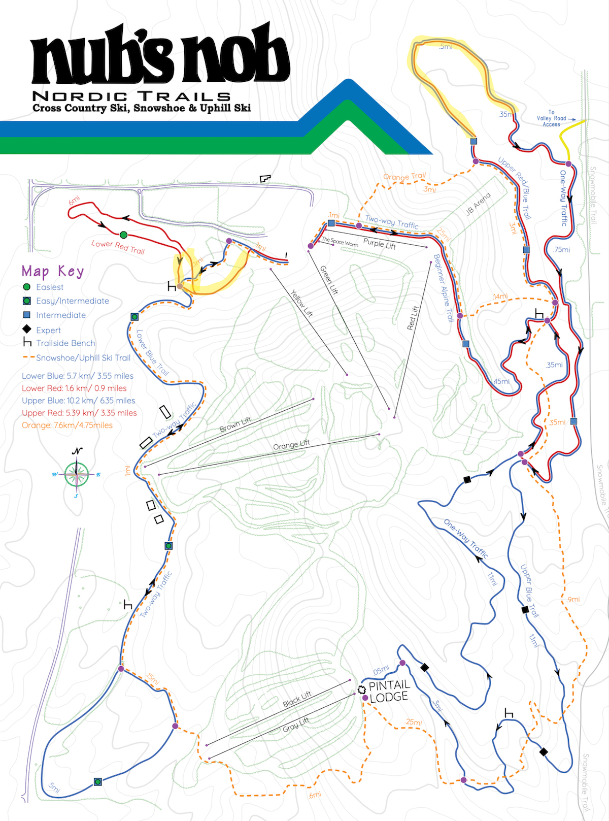 2023 Nubs Nob cross country ski trail map