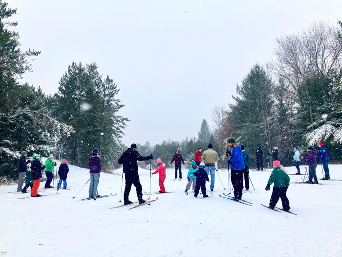 Snowy cross country ski lessons