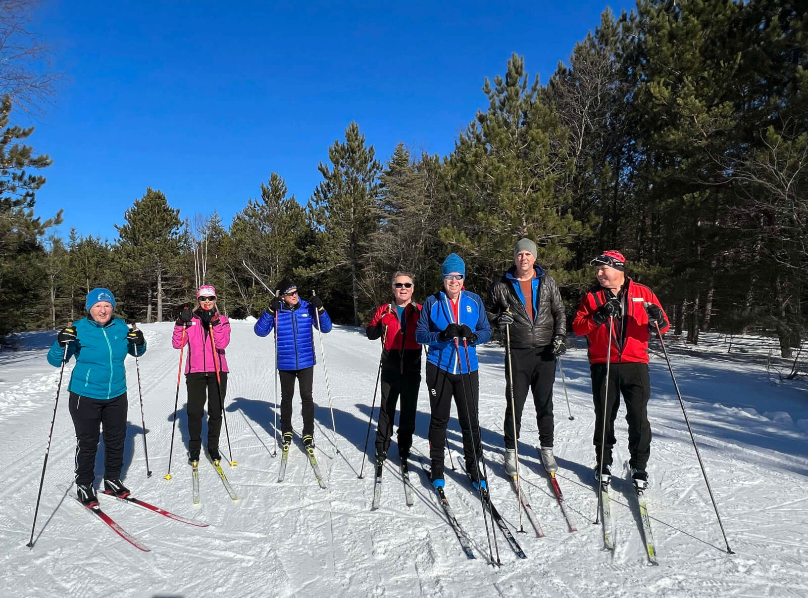 Classic cross country skiers at PSIA clinic at Forbush Corner